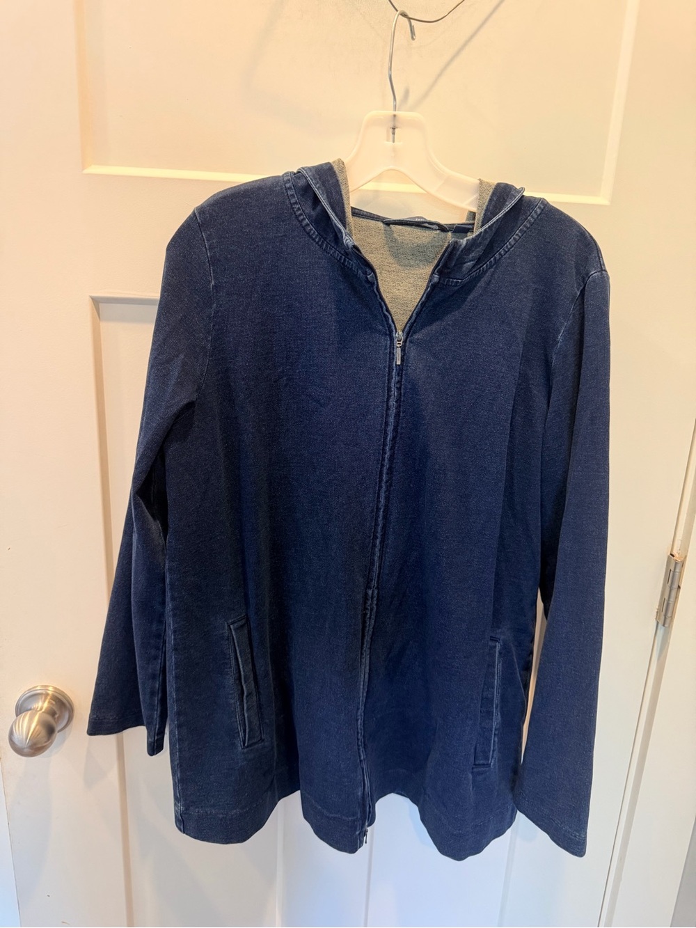 J.Jill Indigo Pure Jill Long Zip Hoodie Blue Cotton Size M